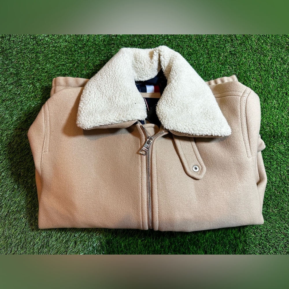 Tommy Hilfiger – Shearling Collar Virgin FAUX Wool Flight Jacket